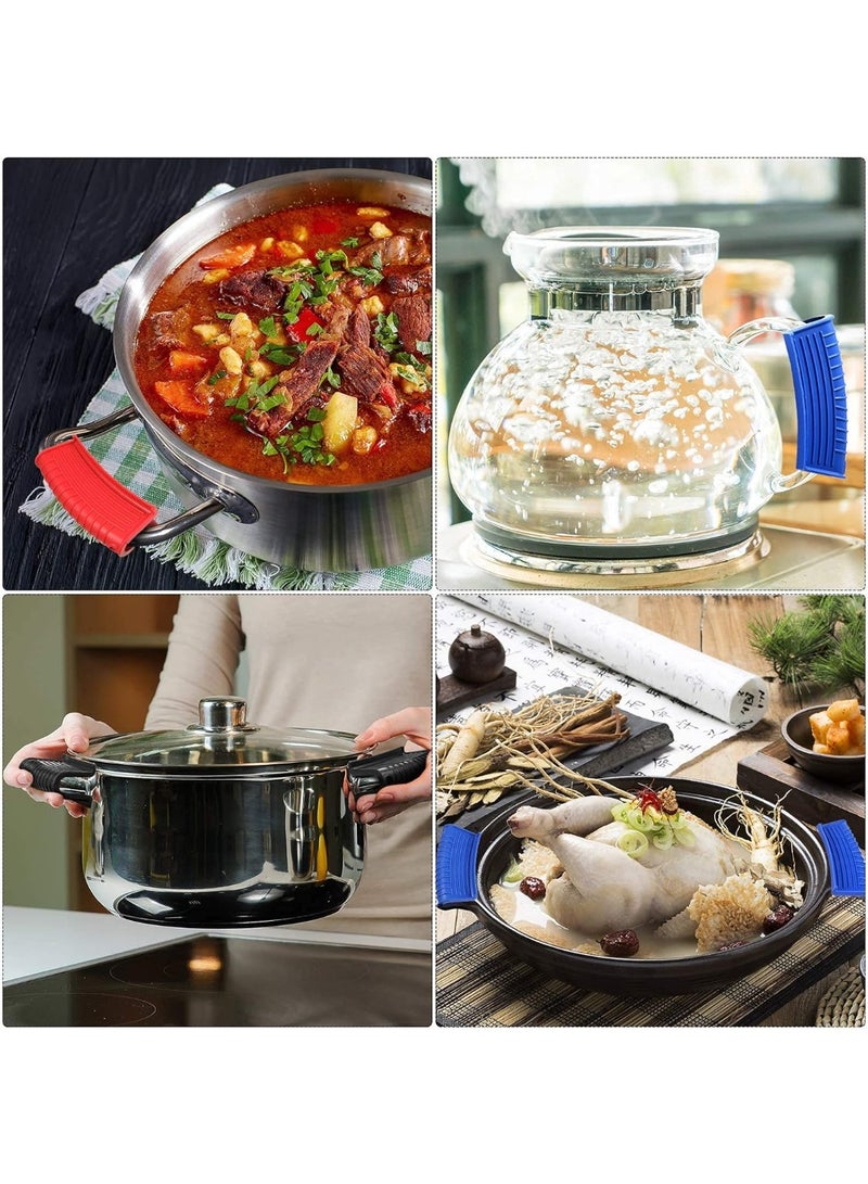 3 Pairs Silicone Assist Hot Pan Handle Holder Hot Skillet Handle Covers Silicone Pot Holder Scald-Proof Pan Grip Cover Heat Insulated Pot Grip for Cast Iron Frying Pans Griddles Skillets Oven Trays - Image 5