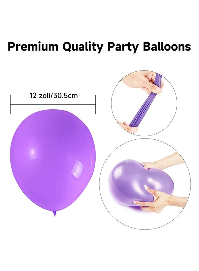 بالونات حفلات جولد إيدج 100 عبوة، بالونات لاتكس 12 بوصة مملوءة بالهيليوم أو الهواء للأولاد والبنات حفلات عيد الميلاد والزفاف وحفلات استقبال المواليد وكشف الجنس والتخرج وزينة المنزل والفعاليات باللون الأرجواني - Image 3