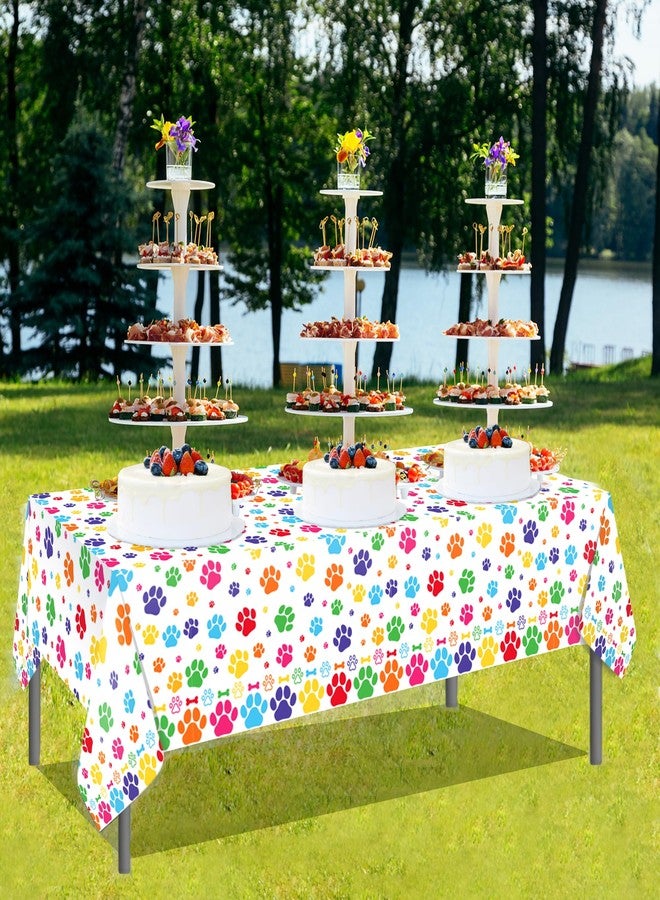 Lide Road 2 Pcs Paw Print Tablecloth Paw Print Plastic Table Covers Watercolor Paws Tablecloths Disposable Table Cover for Kitchen Home Decor, 54x87In - Image 4