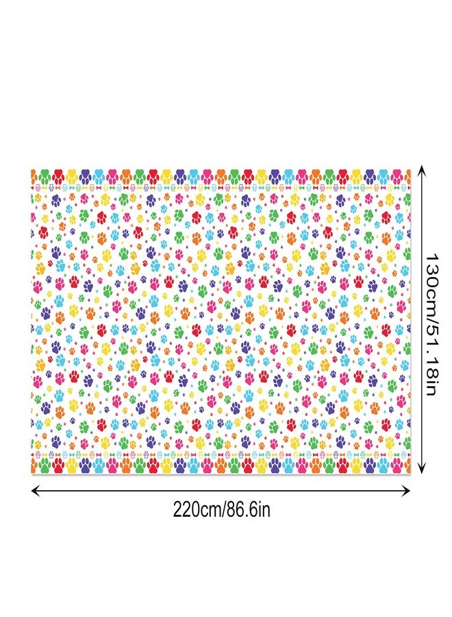 Lide Road 2 Pcs Paw Print Tablecloth Paw Print Plastic Table Covers Watercolor Paws Tablecloths Disposable Table Cover for Kitchen Home Decor, 54x87In - Image 2