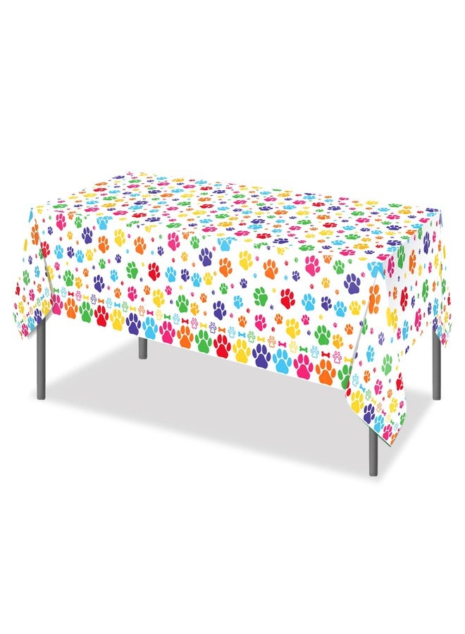 Lide Road 2 Pcs Paw Print Tablecloth Paw Print Plastic Table Covers Watercolor Paws Tablecloths Disposable Table Cover for Kitchen Home Decor, 54x87In - Image 3