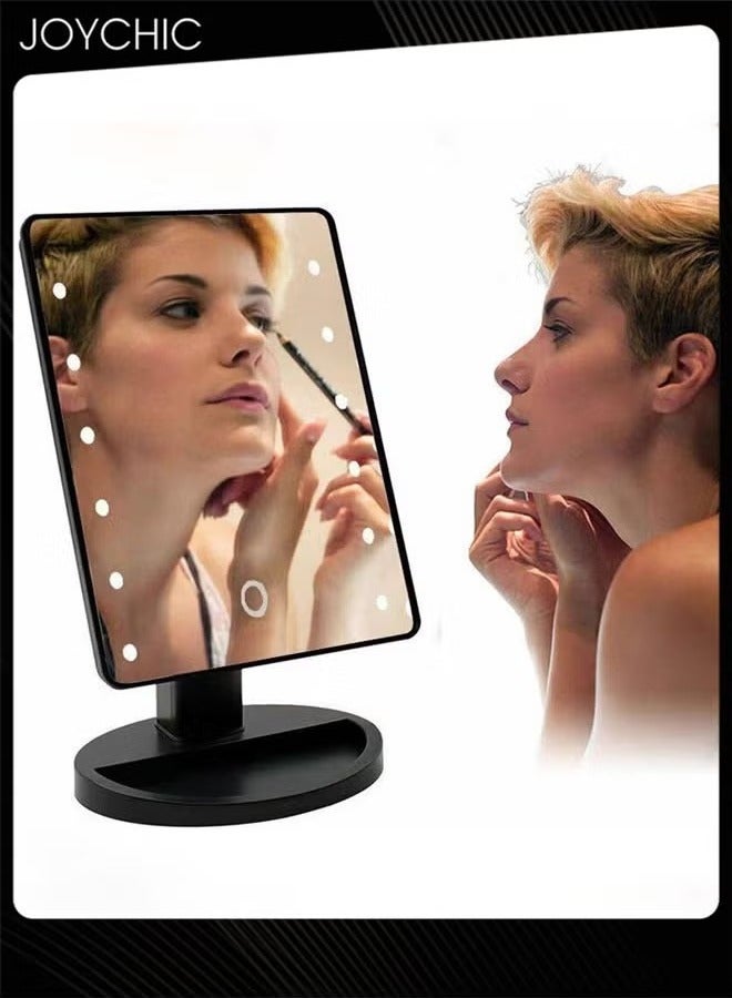 Joychic Women LED Makeup Mirror 360° Rotating: Compact Lighted Cosmetic Mirror, Battery Powered ABS Plastic Frame, Desktop Vanity Mirror  - Image 1
