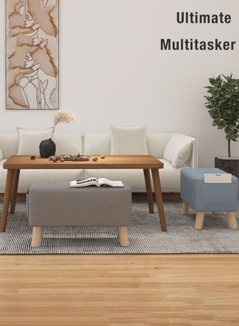 Merry Moments Comfortable Ottoman Bench Rectangle Foot Rest Stool Cloth Change Shoes Stool Door Sofa Decorative Footstool for Entryway Living Room Bedside Table Study Room Grey Colour H28xL40xW28 cm - Image 3