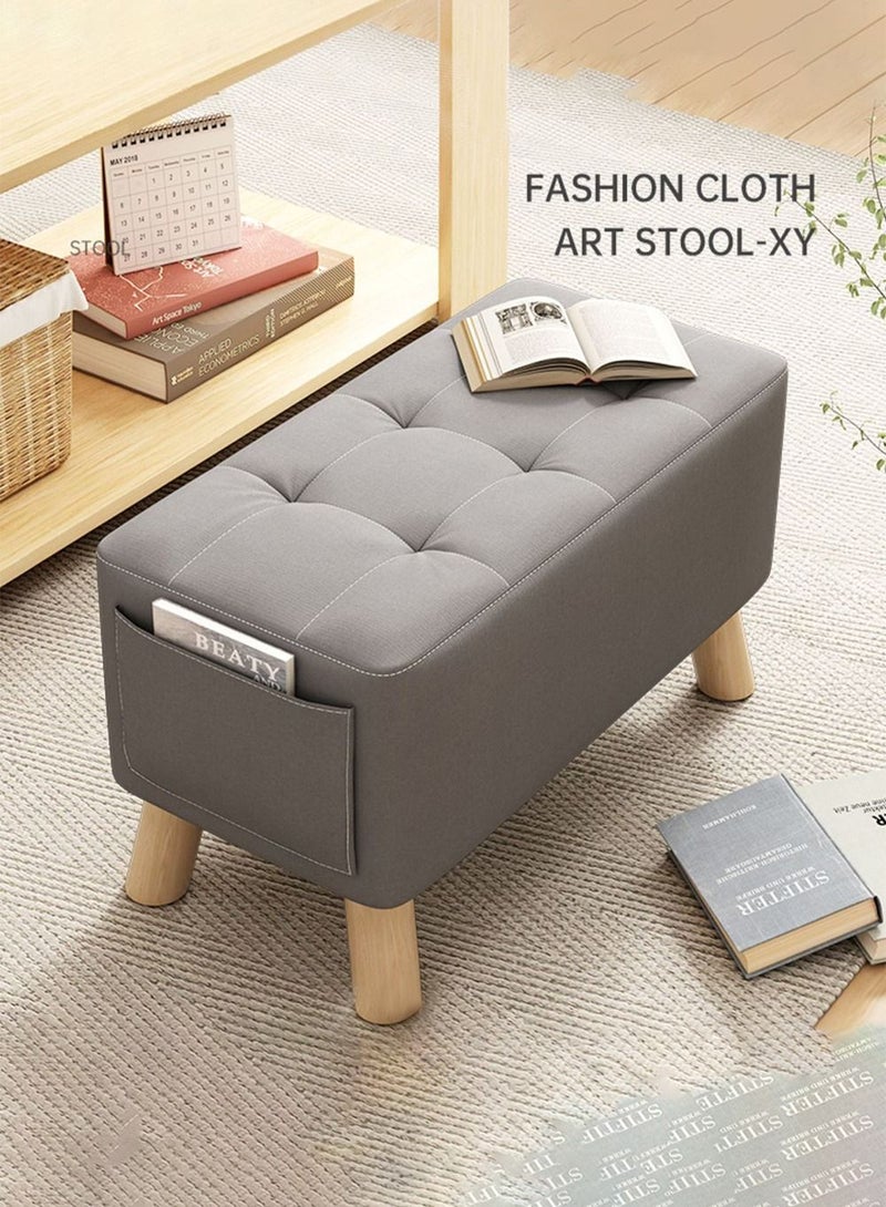 Merry Moments Comfortable Ottoman Bench Rectangle Foot Rest Stool Cloth Change Shoes Stool Door Sofa Decorative Footstool for Entryway Living Room Bedside Table Study Room Grey Colour H28xL40xW28 cm - Image 1