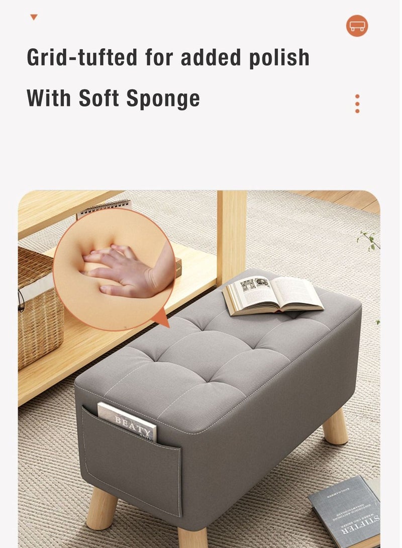 Merry Moments Comfortable Ottoman Bench Rectangle Foot Rest Stool Cloth Change Shoes Stool Door Sofa Decorative Footstool for Entryway Living Room Bedside Table Study Room Grey Colour H28xL40xW28 cm - Image 2