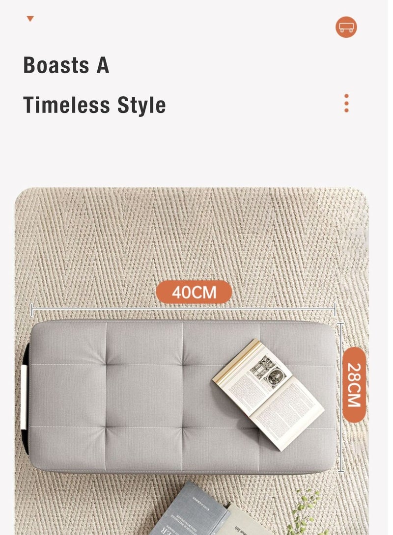 Merry Moments Comfortable Ottoman Bench Rectangle Foot Rest Stool Cloth Change Shoes Stool Door Sofa Decorative Footstool for Entryway Living Room Bedside Table Study Room Grey Colour H28xL40xW28 cm - Image 4