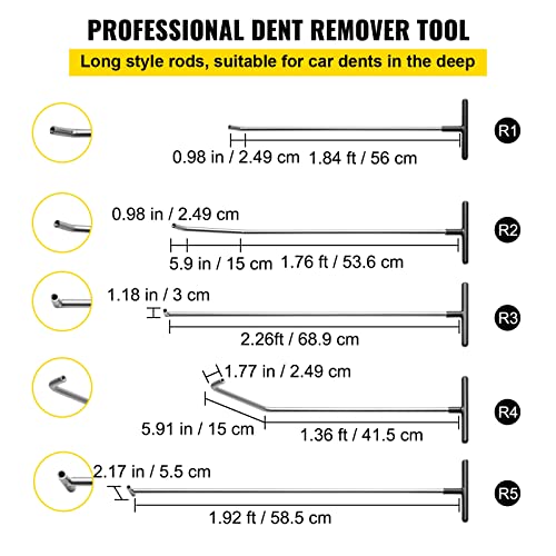 VEVOR Rods Dent Removal Kit, 21 Pcs Paintless Dent Repair Rods, Stainless Steel Dent Rods, Whale Tail Dent Repair Tools, Professional Hail Dent Removal Tool For Minor Dents, Door Dings And Hail Damage - Image 3