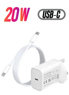 20W Type C Fast Charger Adapter for iphone 14 pro/ 14 pro max/14/13/12/11, USB C Fast Charging Plug with Cable 1M