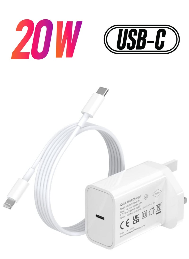 ELTRAZONE - 20W Type C Fast Charger Adapter for iphone 14 pro/ 14 pro max/14/13/12/11, USB C Fast Charging Plug with Cable 1M - Image 1