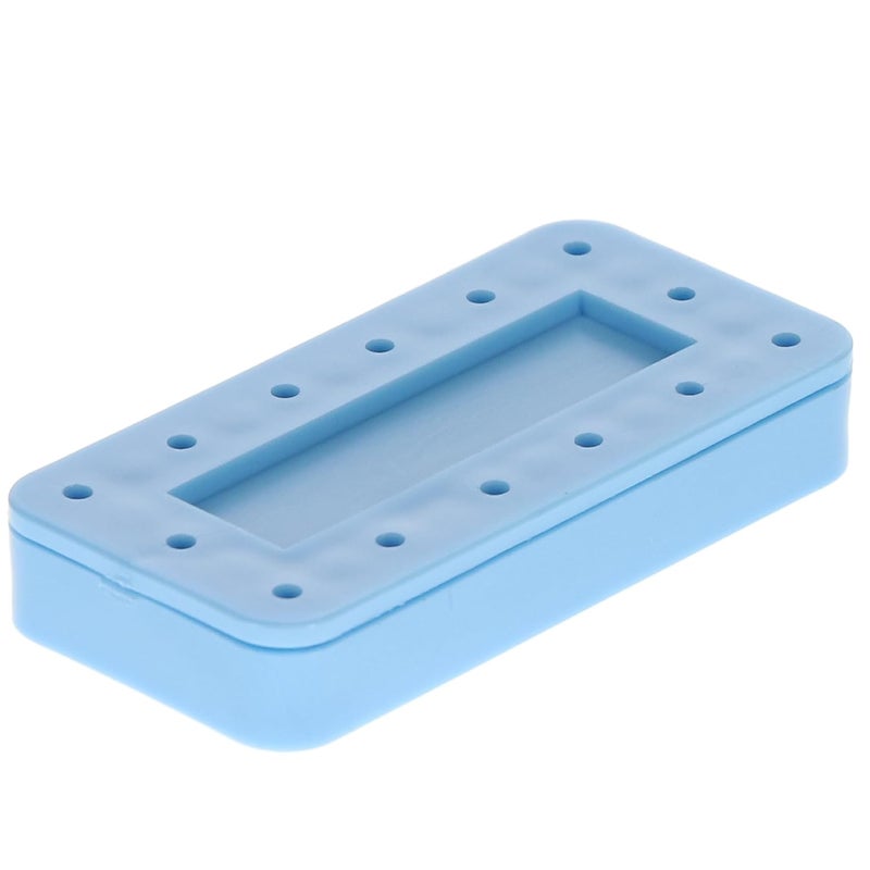 Plasdent 400BR-2 Rectangular 14 Dental Bur Block Blue, 3" x 1.5" x 0.5", Magnetic, 14 Burs Capacity, Autoclavable - Image 3