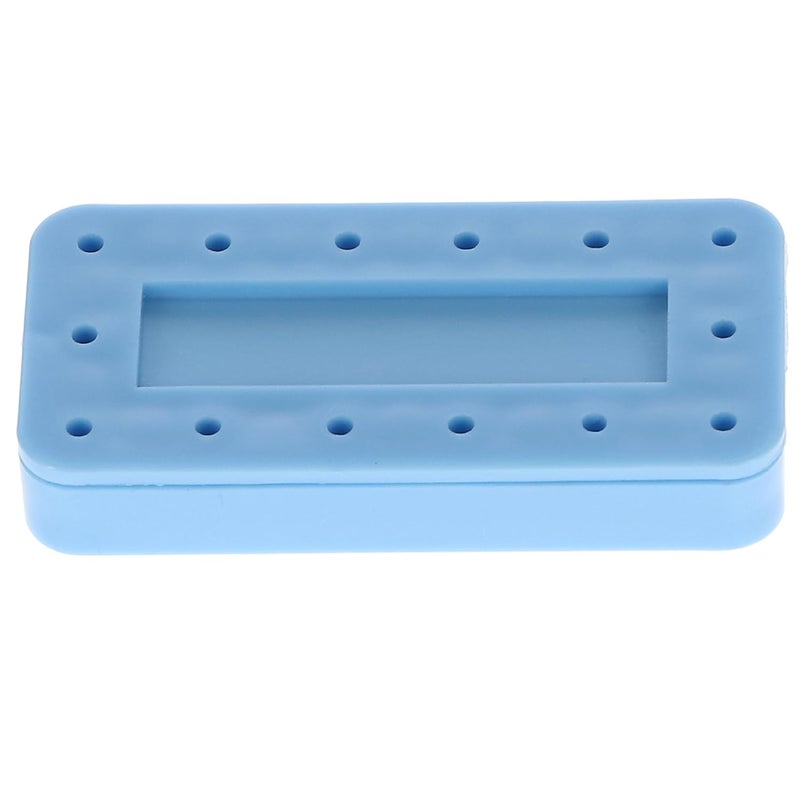 Plasdent 400BR-2 Rectangular 14 Dental Bur Block Blue, 3" x 1.5" x 0.5", Magnetic, 14 Burs Capacity, Autoclavable - Image 2