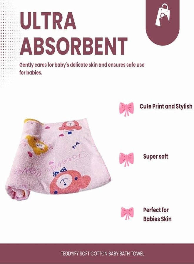 TEDDYIFY Soft Cotton Baby Bath Towel for Infants, New Born Babies and Toddlers, High Absorbent, Soft Cotton Premium Washcloth (1 Count, Pink) - Image 2