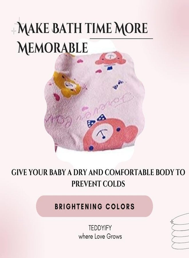 TEDDYIFY Soft Cotton Baby Bath Towel for Infants, New Born Babies and Toddlers, High Absorbent, Soft Cotton Premium Washcloth (1 Count, Pink) - Image 3