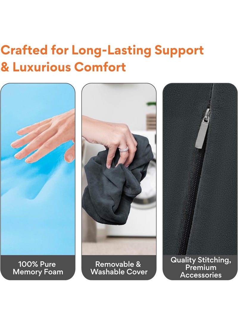 فوفيرا وسادة إسفينية قابلة للتعديل من إسفنج الذاكرة مع مسند للرأس لدعم الظهر في السرير، وارتجاع المريء، والشخير، ومرض الارتجاع المعدي المريئي، ورفع الساق، والحمل (رمادي غامق، 22 × 22 × 12 بوصة) - Image 5