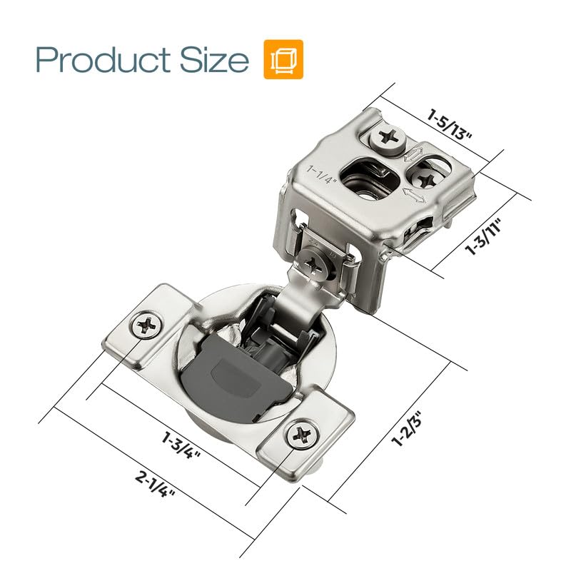 HOME EDIT 10 Pack 5 Pairs 1-1/4 inch Overlay Soft Close Cabinet Hinges for Kitchen, Stainless Steel Three-Way Adjustable, Concealed Self-Closing Door Hinges - Image 3