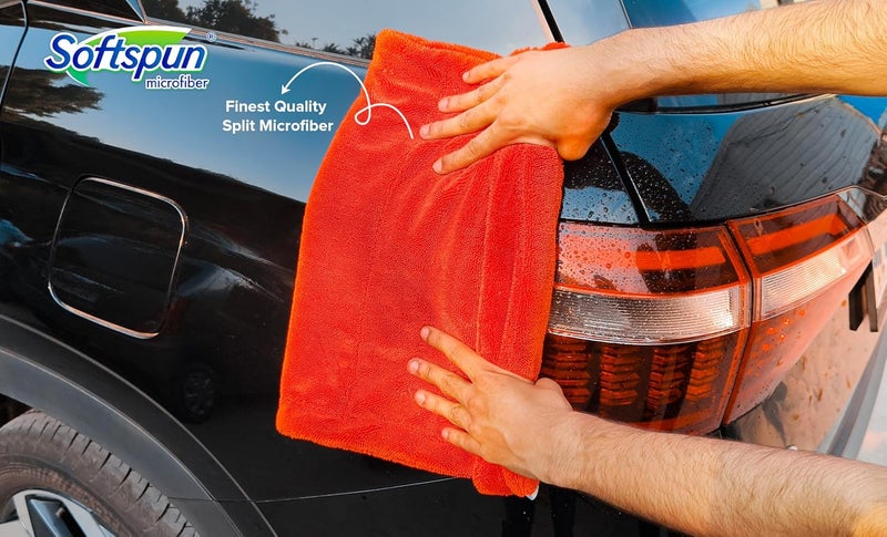 SOFTSPUN Microfiber Cloth for Car - 1600 GSM, 40x60 cms, 1 Pcs, Red Twisted Loop Super Absorbent Towel - Edgeless Design with Plush Pile and Lint Free Cloth for Drying and Detailing.… - Image 4