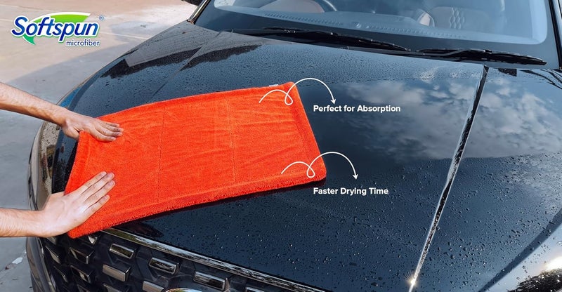 SOFTSPUN Microfiber Cloth for Car - 1600 GSM, 40x60 cms, 1 Pcs, Red Twisted Loop Super Absorbent Towel - Edgeless Design with Plush Pile and Lint Free Cloth for Drying and Detailing.… - Image 5