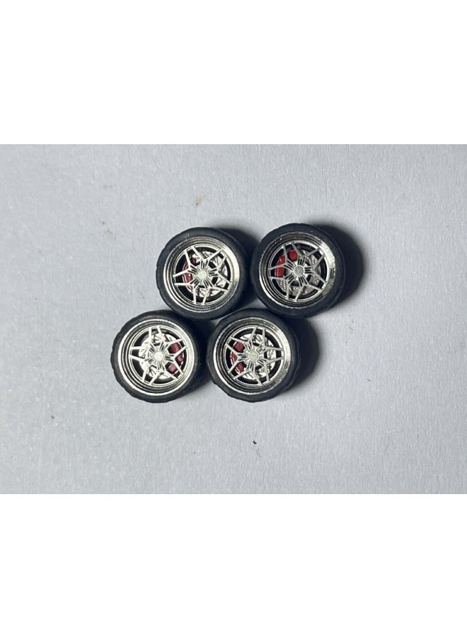 Longitudinal Silky Bearing Version 11 Mm1/64 Car Model Modification Alloy Wheel Hub Tire Width 5.2mm-Color:Silver 08  - Image 1