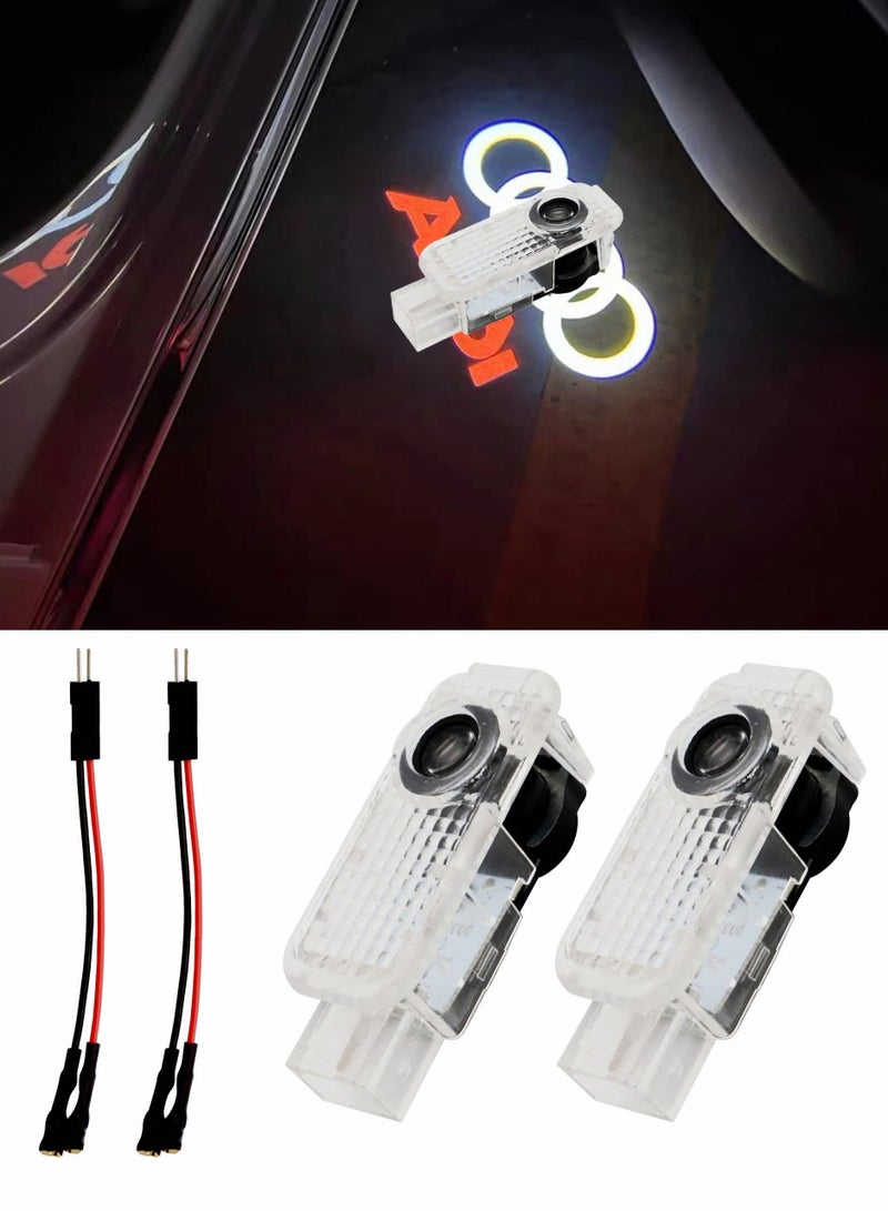 أضواء شعار باب السيارة LED لطرازات أودي، أضواء بركة مع تأثير ظل شبح، مجموعة من 2 - Image 1