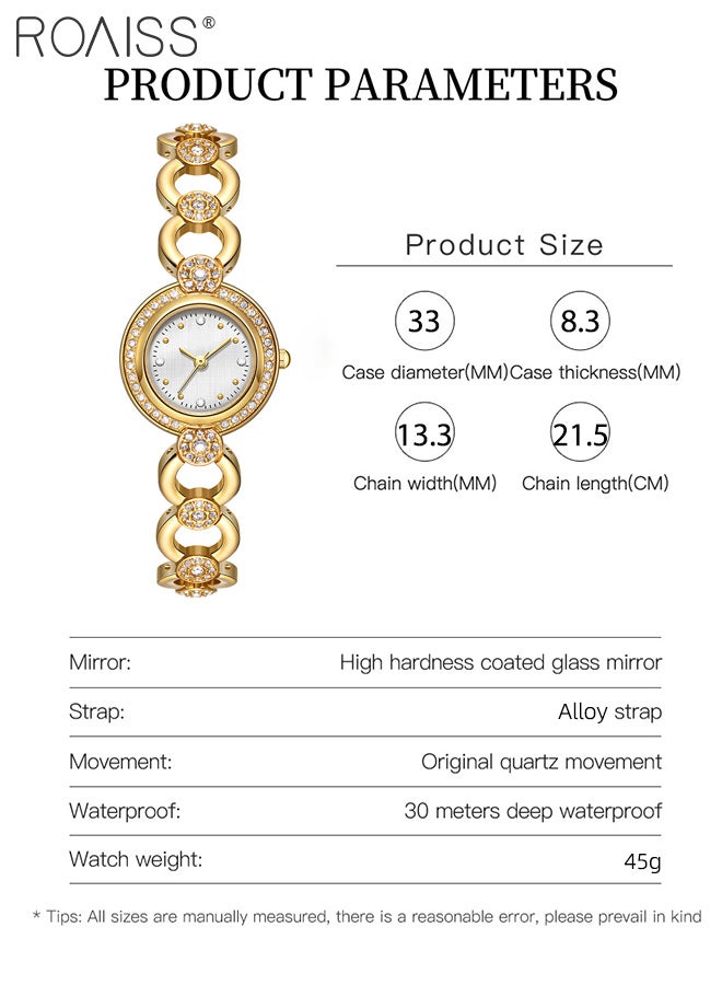 roaiss Women's Steel Bracelet Quartz Watch, Analog Display Round Dial with Zircon Decoration, Exquisite and Fashionable Waterproof Wristwatch as Gift for Ladies - Image 3