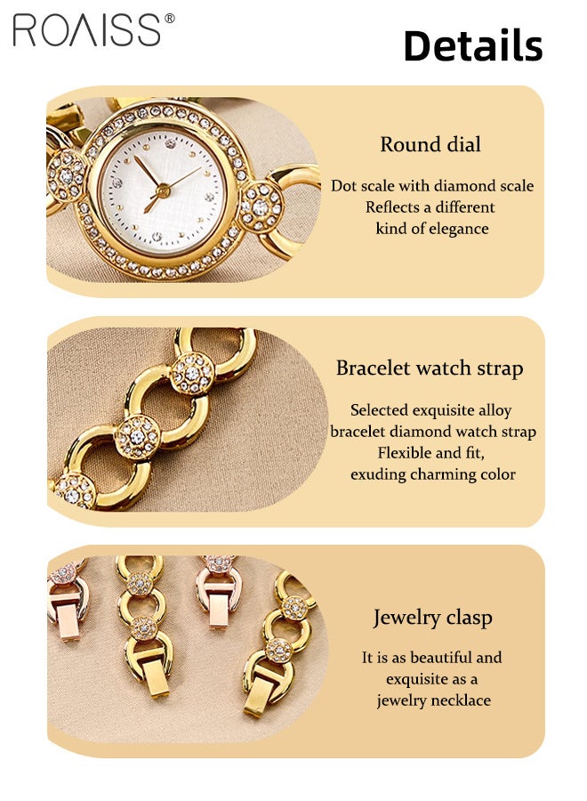 roaiss Women's Steel Bracelet Quartz Watch, Analog Display Round Dial with Zircon Decoration, Exquisite and Fashionable Waterproof Wristwatch as Gift for Ladies - Image 5