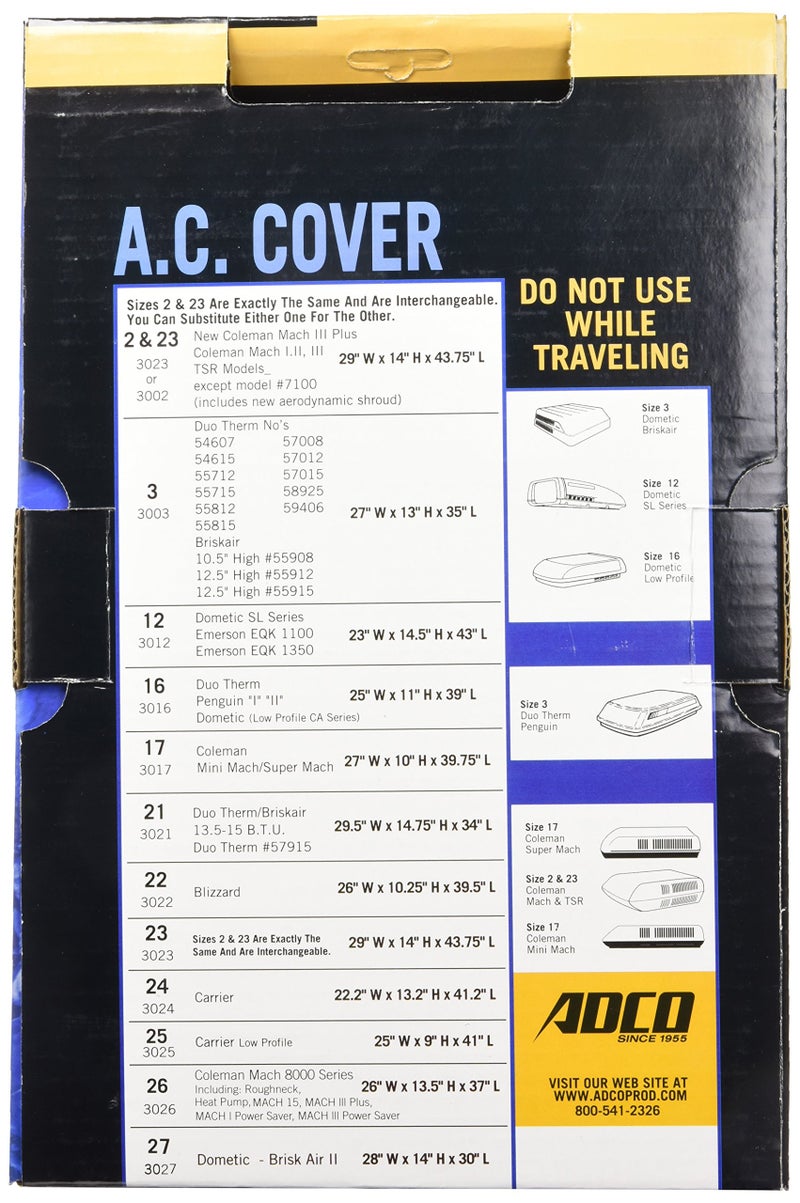 ADCO 3016 White Size 16 RV Air Conditioner Cover - Image 3