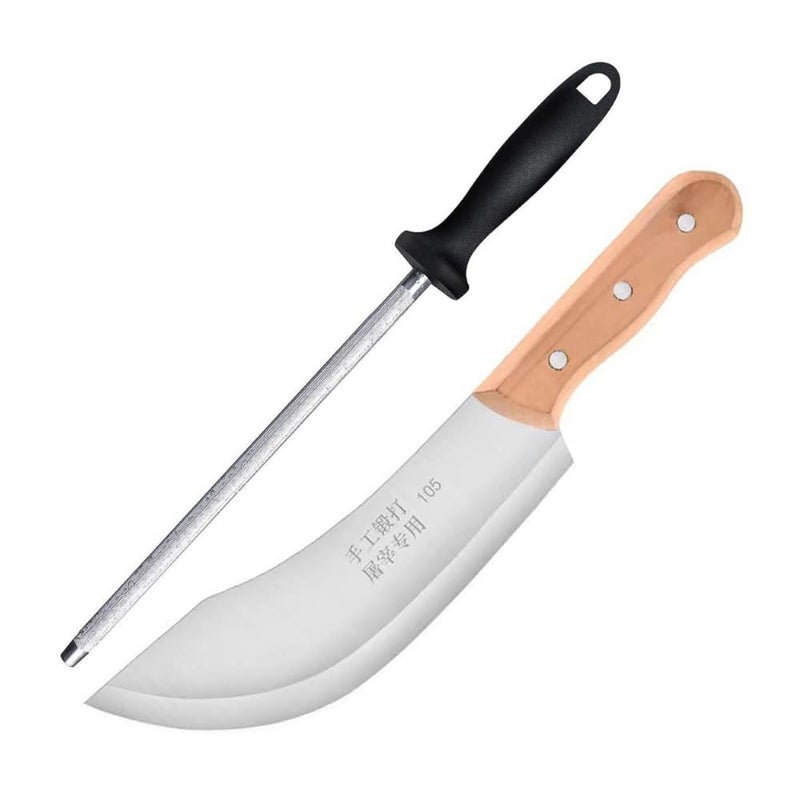 Captoola سكين لحم كابتولا سكين تقطيع سكين جزار سكين مطبخ من الفولاذ المقاوم للصدأ سكين صيني لأدوات الطهي سكاكين شيف وجزار مع عصا شحذ سكاكين عبوة من 2 - Image 1