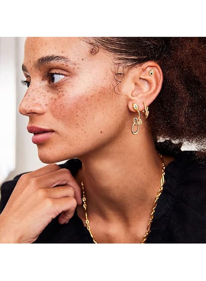 ميفيكو المرأة Huggie أقراط الذهب هوب النائم 14K الذهب شغل صغيرة بسيطة اليدوية هيبوالرجينيك مجوهرات يومية - Image 2