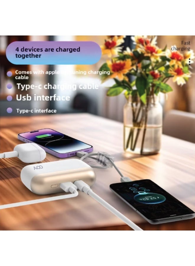 AVOO Portable Power Bank 10000mAh Fast Charging 22.5W PD with Dual Built-in Cables (Type-C + iPhone) and USB Ports – Small & Lightweight Portable Battery for iPhone, Samsung & Android – White - Image 5