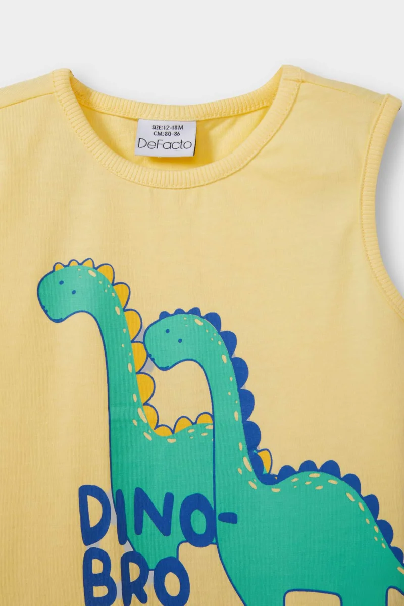 ديفاكتو Baby Boy Crew Neck Dinosaur Printed T-Shirt