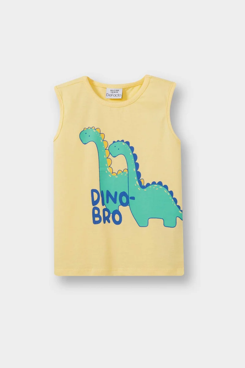 ديفاكتو Baby Boy Crew Neck Dinosaur Printed T-Shirt