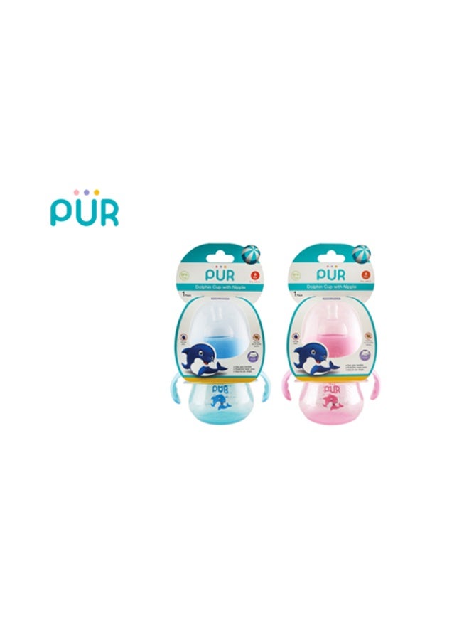 Pur Dolphin-themed baby bottle, 230ml - Ergonomically designed for babies, soft silicone nipple, leak-proof and BPA-free - Image 2