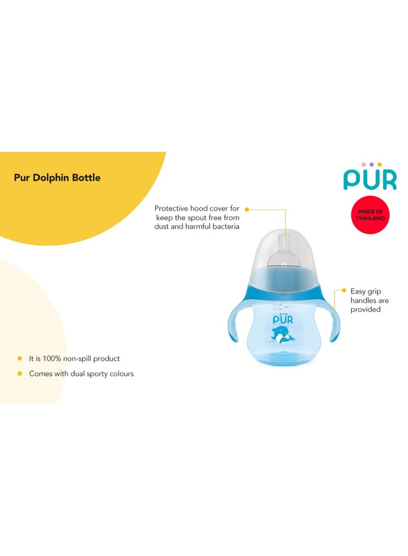 Pur Dolphin-themed baby bottle, 230ml - Ergonomically designed for babies, soft silicone nipple, leak-proof and BPA-free - Image 4