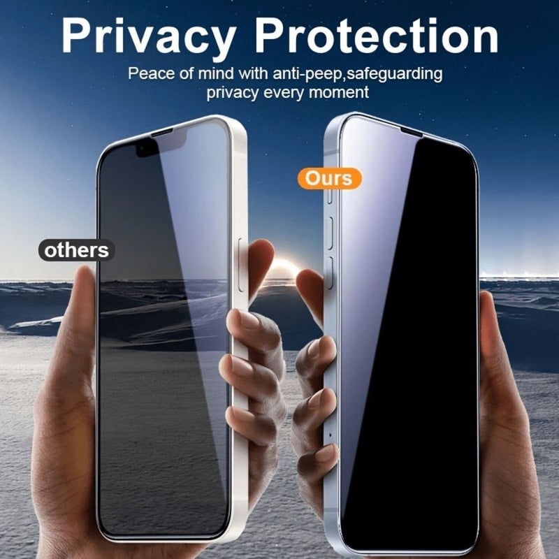 مجموعة مكونة من 4 واقيات شاشة من الزجاج المُقسّى المضادة للتجسس لهاتف iPhone 14، مقاومة للخدوش، مانعة لبصمات الأصابع، تركيب خالٍ من الفقاعات، بدون حواف بيضاء، عالية المتانة. - Image 2
