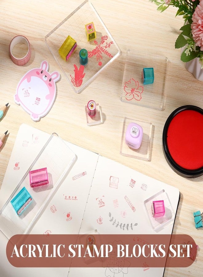 EXPORTIQ 7 Pieces Acrylic Stamp Blocks Set Clear Stamping Blocks Tools for Kids with Grid and Grip Scrapbooking Craft Making, Decorative DIY Essential Stamping Tool (Straight Edge) - Image 4