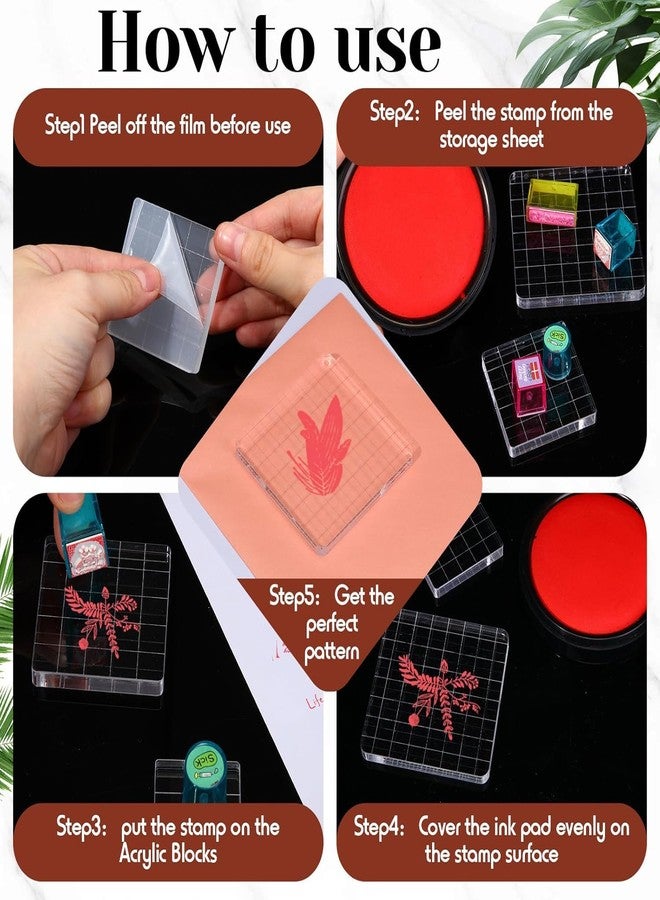EXPORTIQ 7 Pieces Acrylic Stamp Blocks Set Clear Stamping Blocks Tools for Kids with Grid and Grip Scrapbooking Craft Making, Decorative DIY Essential Stamping Tool (Straight Edge) - Image 5