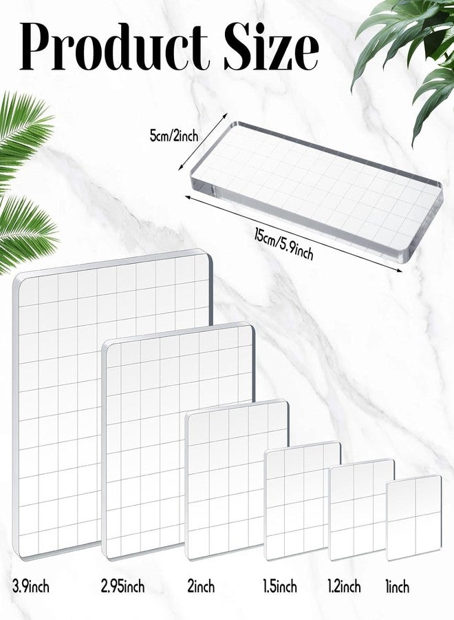 EXPORTIQ 7 Pieces Acrylic Stamp Blocks Set Clear Stamping Blocks Tools for Kids with Grid and Grip Scrapbooking Craft Making, Decorative DIY Essential Stamping Tool (Straight Edge) - Image 3