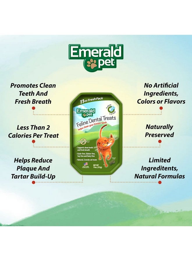 إميرالد بيت مكافآت الأسنان للقطط - مكافآت أسنان لذيذة ومقرمشة للقطط خالية من الحبوب - مكافآت أسنان طبيعية لتنظيف أسنان القطط، وتجديد أنفاسها، وتقليل تراكم البلاك والجير - مكافآت عشبة النعناع البري، 11 أونصة - Image 2
