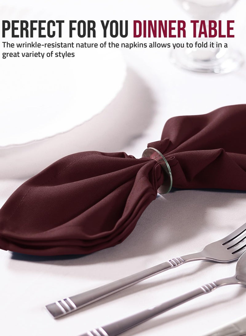 Burgundy Cloth Napkins, Polyester Square Western-Style Napkin ,Ideal Dinner Napkins for Party, Wedding and Lunch Dinner Napkin(12 Pack, 18x18Inches) - Image 2