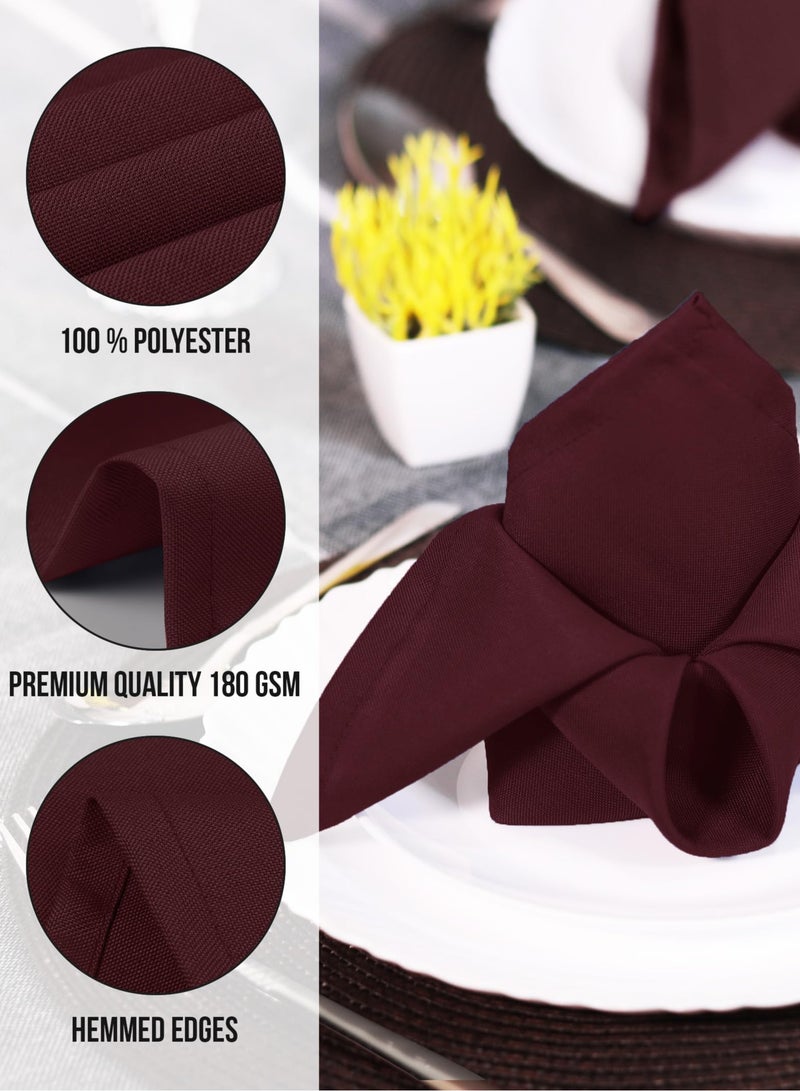 Burgundy Cloth Napkins, Polyester Square Western-Style Napkin ,Ideal Dinner Napkins for Party, Wedding and Lunch Dinner Napkin(12 Pack, 18x18Inches) - Image 5