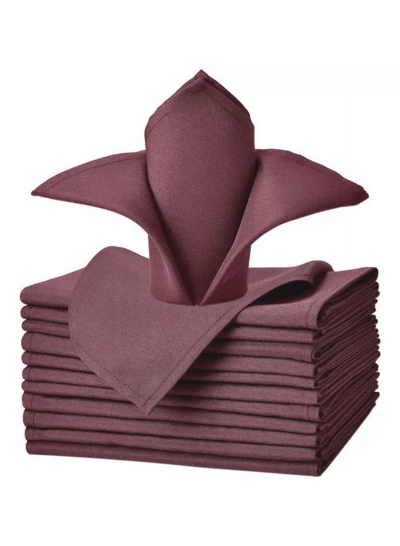 Burgundy Cloth Napkins, Polyester Square Western-Style Napkin ,Ideal Dinner Napkins for Party, Wedding and Lunch Dinner Napkin(12 Pack, 18x18Inches) - Image 1