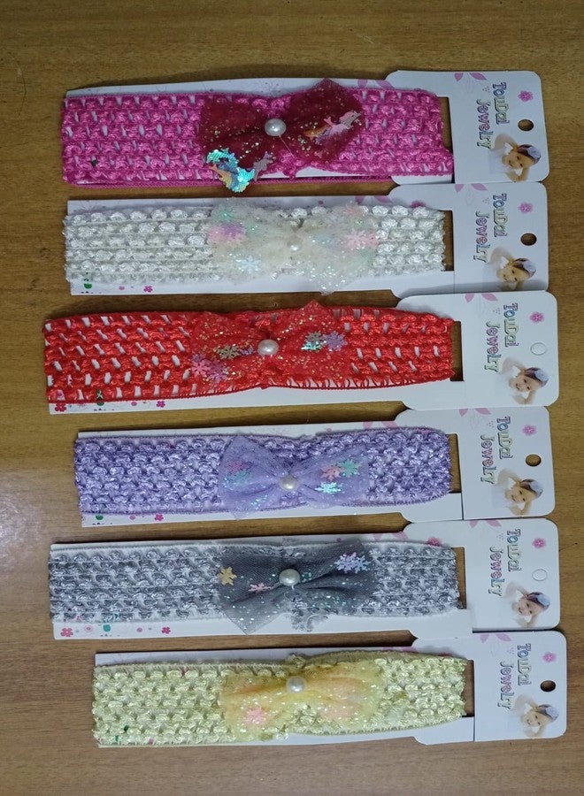 Ublic Crochet Cutwork Flower Headband for Baby Girls-Pack of 6 (Bow Headband) - Image 3