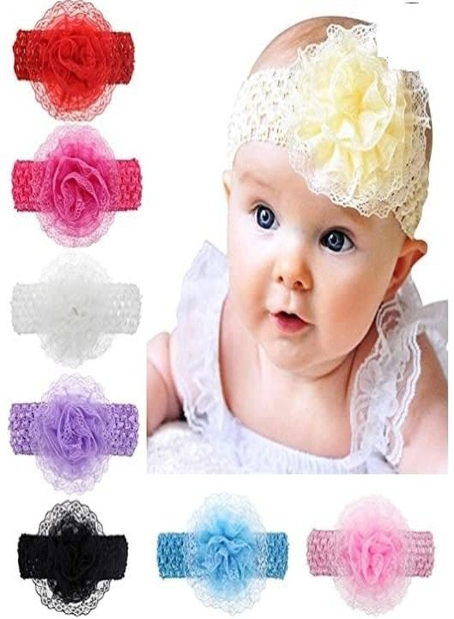 Ublic Crochet Cutwork Flower Headband for Baby Girls-Pack of 6 (Bow Headband) - Image 1