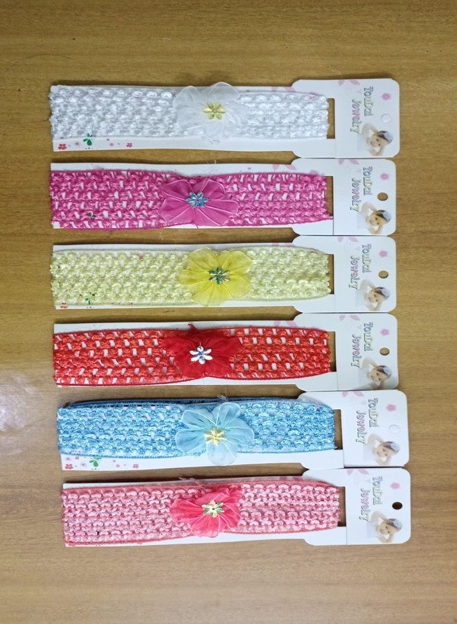 Ublic Crochet Cutwork Flower Headband for Baby Girls-Pack of 6 (Bow Headband) - Image 4