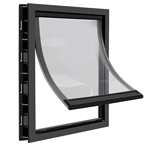 CEESC Dog Door with Soft Transparent Magnetic Flap and Snap-in Closing Panel, Premium PVC Plastic Pet Door for Small Medium Dogs and Puppies(L,Black) - Image 1