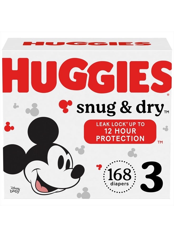 HUGGIES حفاضات هاجيز مقاس 3، حفاضات مريحة وجافة للأطفال، مقاس 3 (16-28 رطل)، 168 قطعة - Image 1
