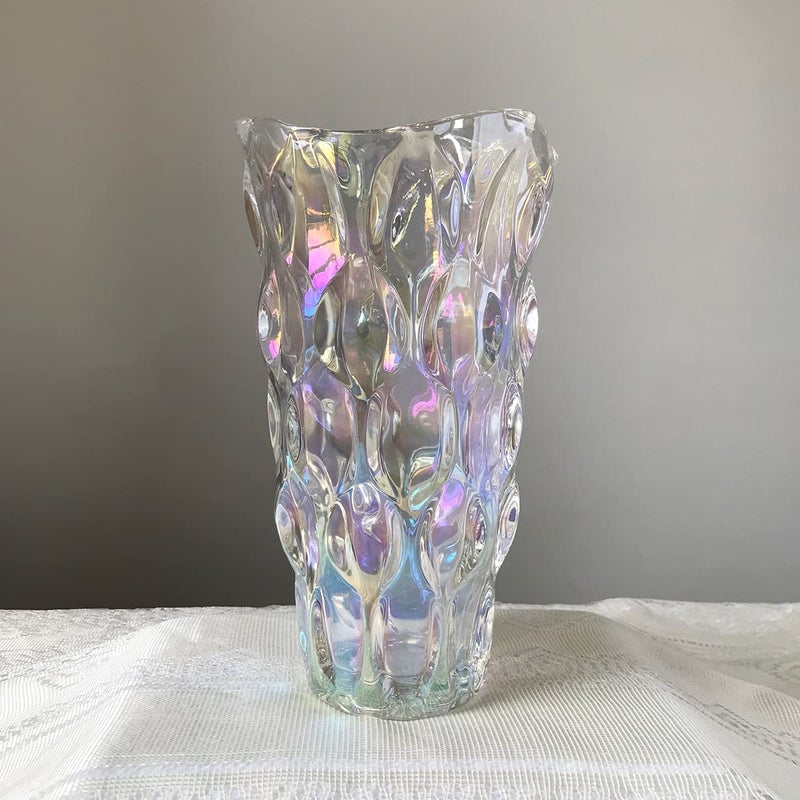 Eastern Rock Heavy Glass Flower Vase Thickened 3.5lb 9.5inch Sparkle vase Bohemian Style  for Centerpieces Wedding Perfect Home Decor (Sparkle) - Image 3