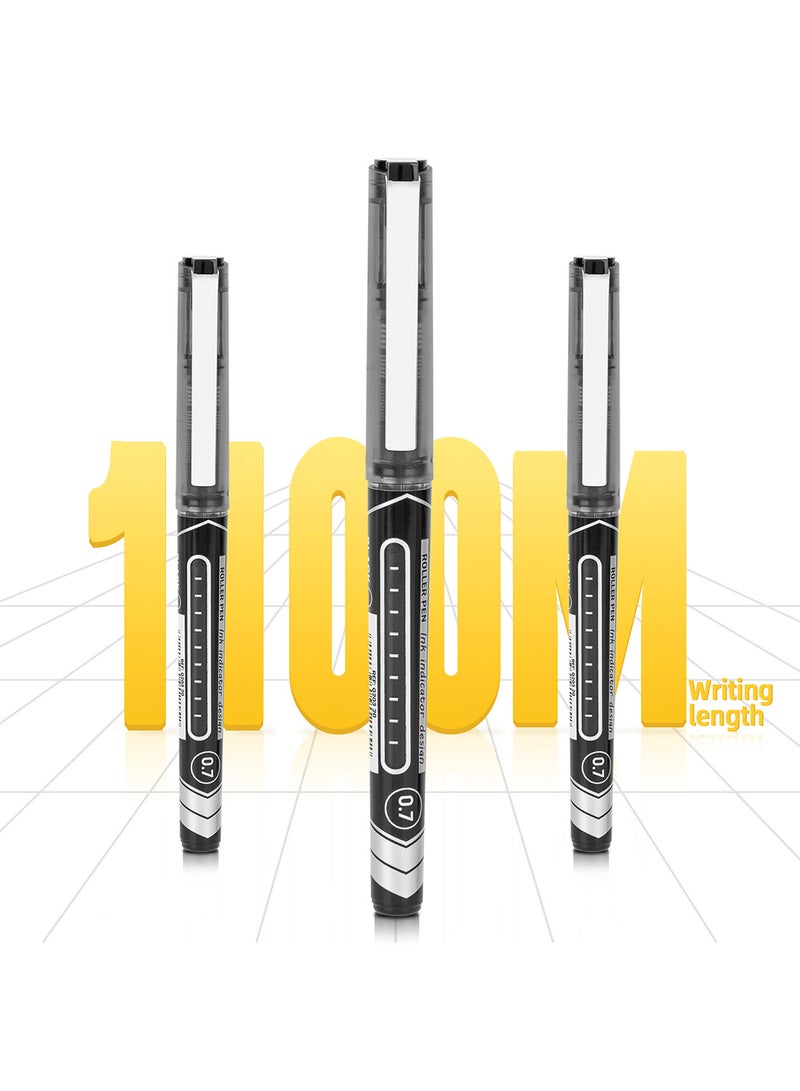 Deli Black Rollerball Pen 0.7mm , Low Odor , Smooth Writing for Note Taking , Journaling , Drawing , Pack of 12 Pens - Image 2