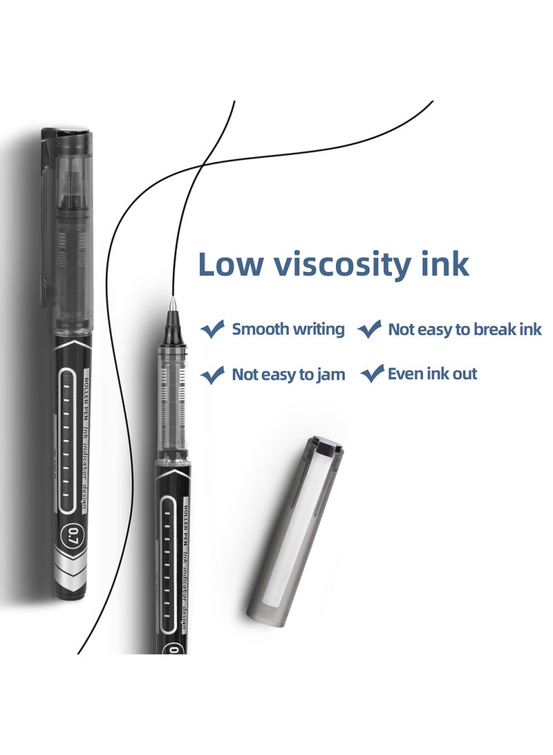Deli Black Rollerball Pen 0.7mm , Low Odor , Smooth Writing for Note Taking , Journaling , Drawing , Pack of 12 Pens - Image 4