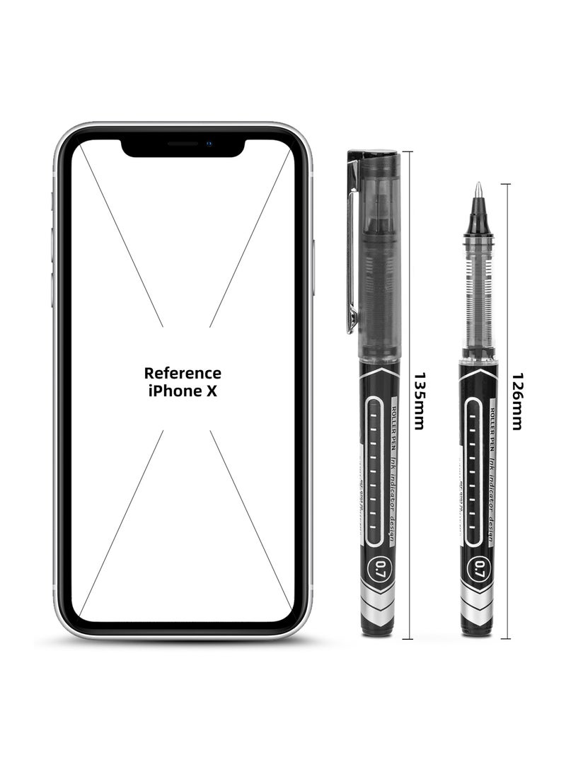 Deli Black Rollerball Pen 0.7mm , Low Odor , Smooth Writing for Note Taking , Journaling , Drawing , Pack of 12 Pens - Image 3